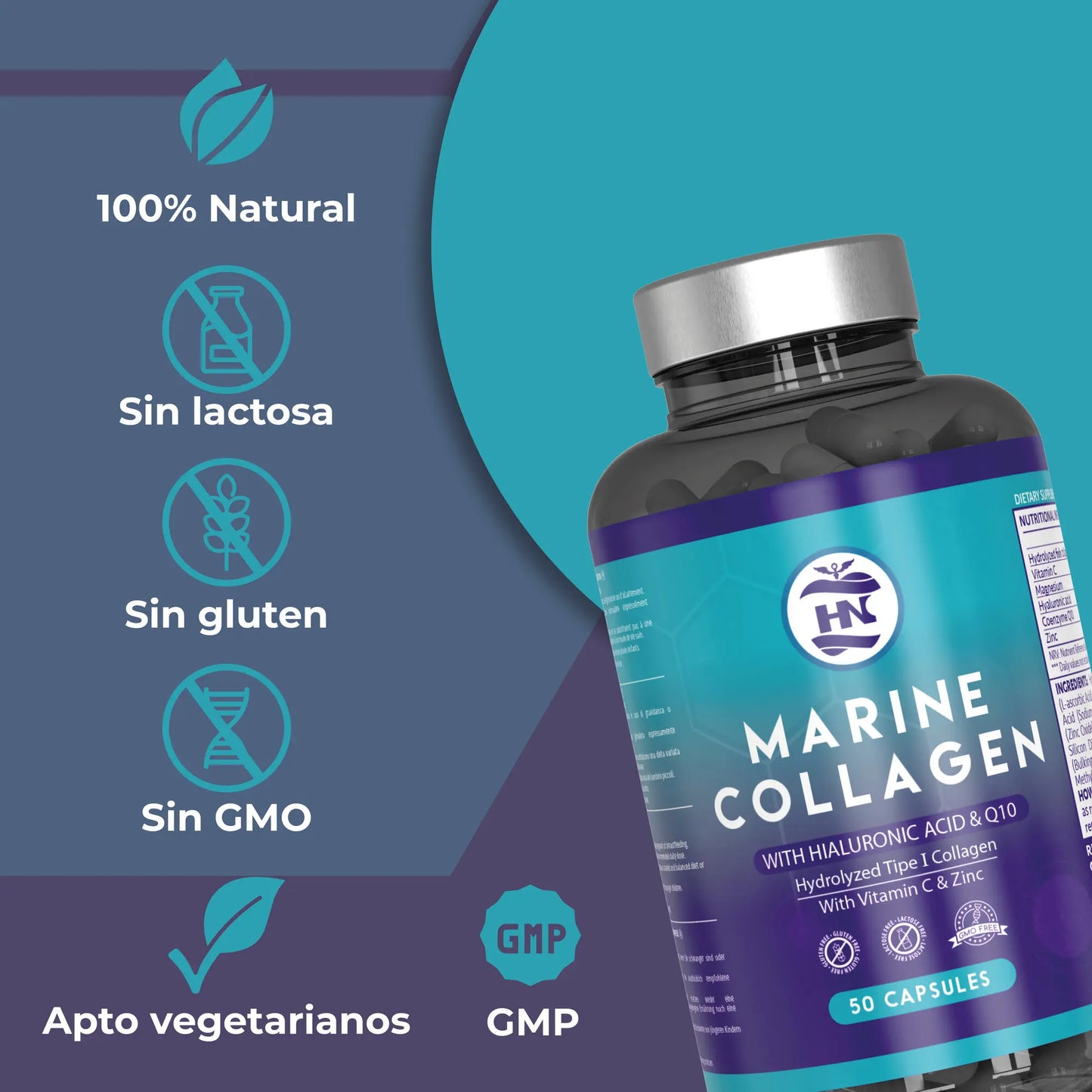 Colágeno Marino Premium | Hialurónico, Magnesio, Q10 y Vitamina C
