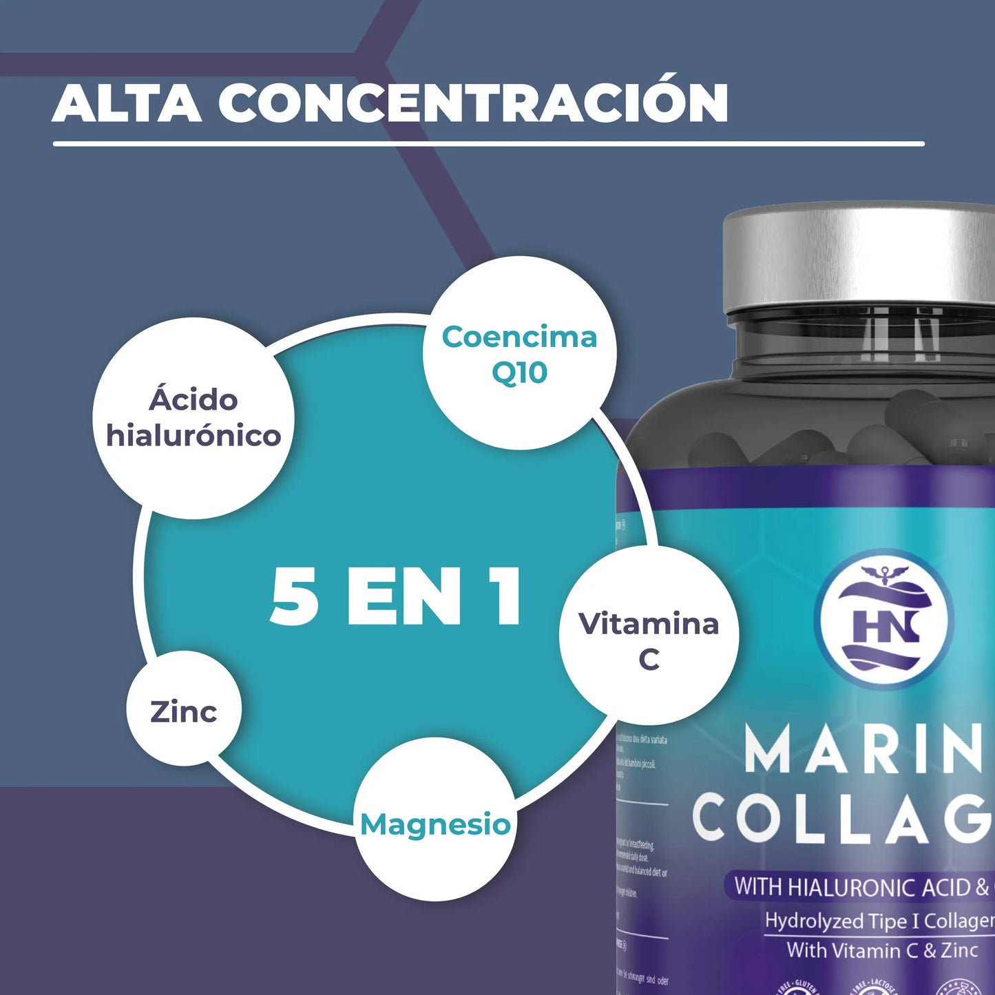Colágeno Marino Premium | Hialurónico, Magnesio, Q10 y Vitamina C