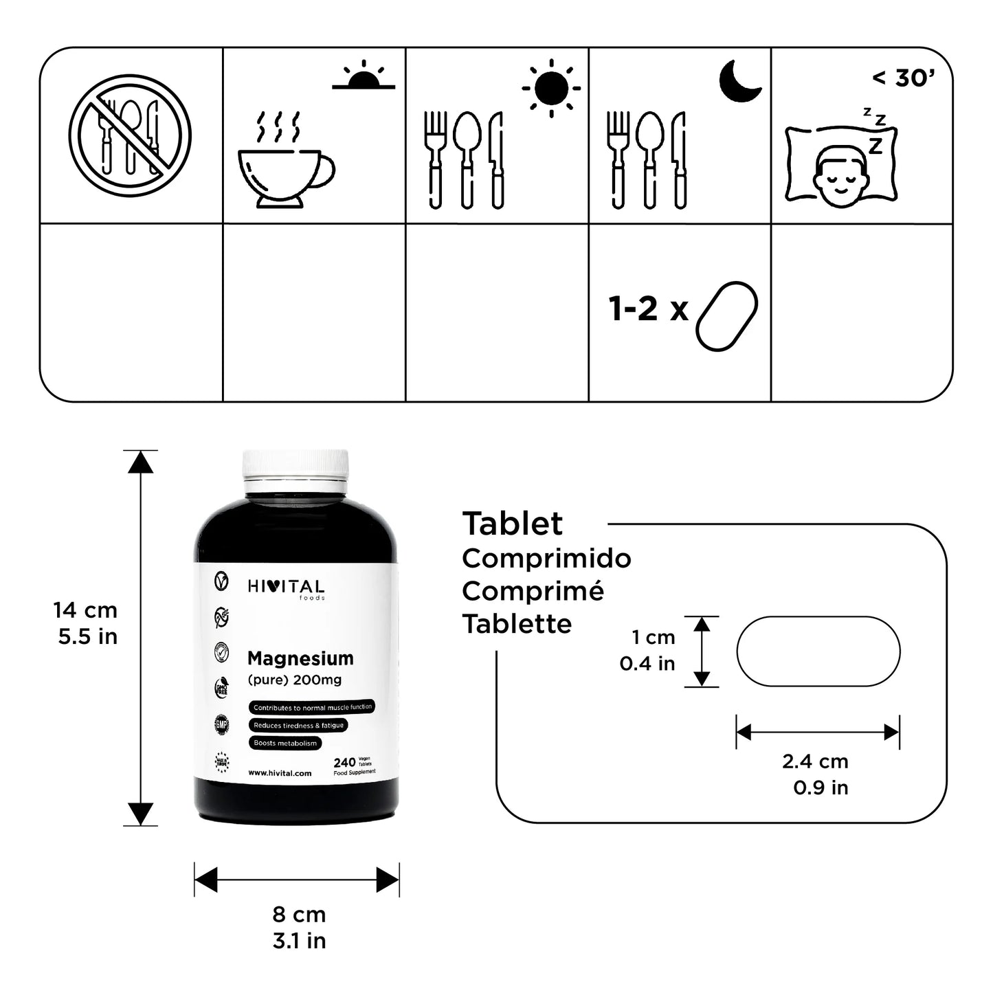 Magnesio Citrato Puro 200 mg | 240 Comprimidos (8 Meses) – Alta Absorción y Calidad Premium