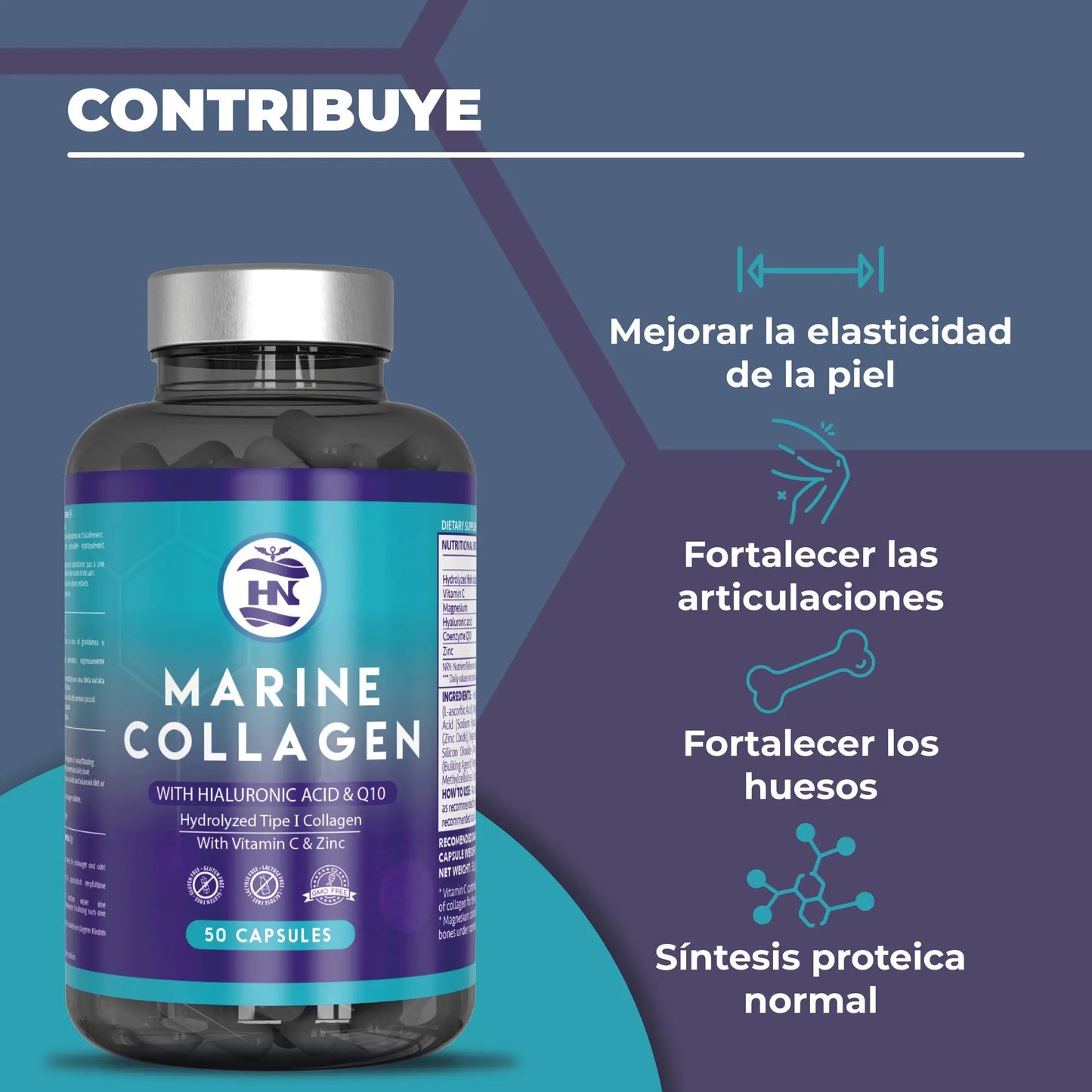 Colágeno Marino Premium | Hialurónico, Magnesio, Q10 y Vitamina C